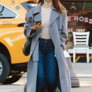 Eiza Gonzalez Grey Wool Trench Coat