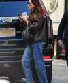 Eiza Gonzalez Rocks A Brown Leather Jacket Back