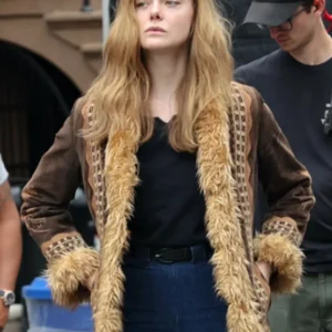 Elle Fanning A Complete Unknown Brown Shearling Jacket For Sale