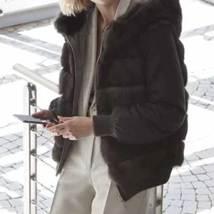 Eloise Bomber Sable Jacket With Hood