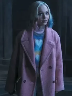Emma Myers Wednesday Wool Pink Coat