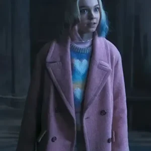 Emma Myers Wednesday Wool Pink Coat
