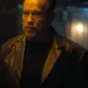 FUBAR Arnold Schwarzenegger Black Biker Leather Jacket Front