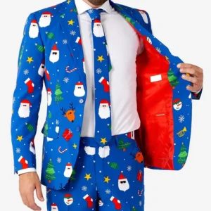 Festivity Blue Mens Trendy 2 Piece Suit Closure
