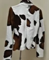 Floral Design Brown And White Cowhide Leather Jacket Back