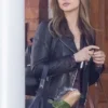 Ghosted Ana de Armas Biker Leather Jacket Front