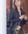 Ghosted Ana de Armas Biker Leather Jacket Front