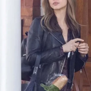 Ghosted Ana de Armas Biker Leather Jacket Front