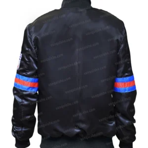 Giants Black Satin Bomber Jacket Back