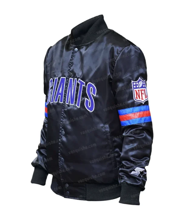 Giants Black Satin Bomber Jacket Side