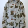 Grey And Green Cowhide Fur Jacket Unisex