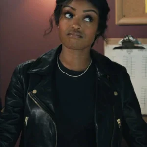High Potential S01 Daphne Forrester Black Leather Jacket For Sale