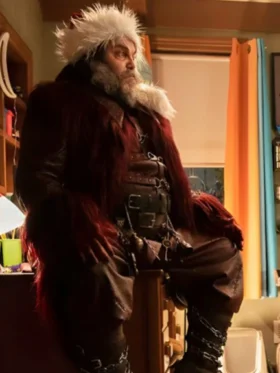 Jack Black Dear Santa Leather Shearling Fur Coat For Sale