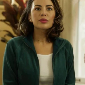 Janel Parrish Haunted Wedding Green Jacket