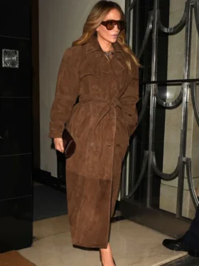 Jennifer Lopez Brown Suede Coat