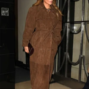 Jennifer Lopez Brown Suede Coat