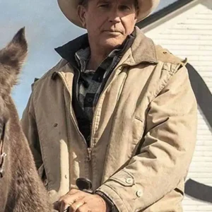 John Dutton Yellowstone Beige Jacket Front