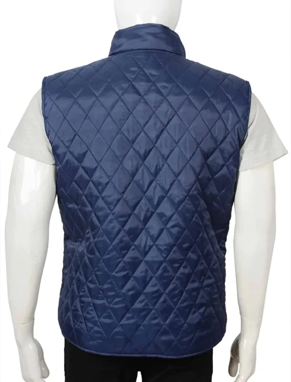 John Dutton Yellowstone Blue Quilted Vest Back