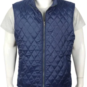 John Dutton Yellowstone Blue Quilted Vest Front