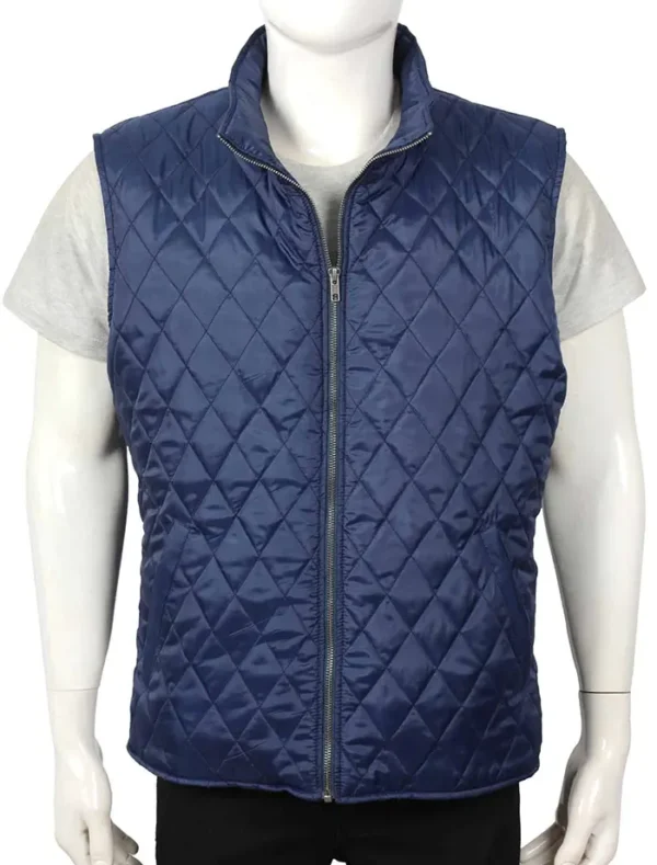 John Dutton Yellowstone Blue Quilted Vest Front