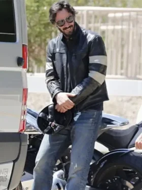 John Wick Black Cafe Racer Leather Jacket Stand Up