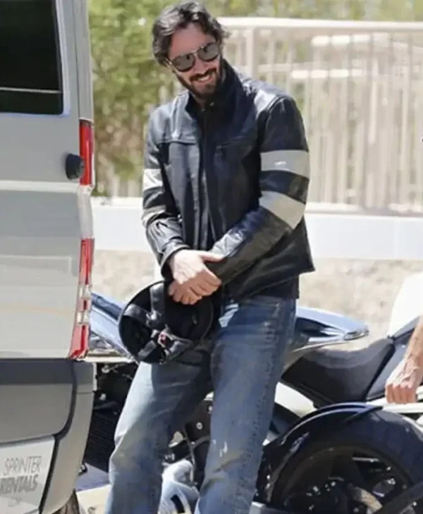 John Wick Black Cafe Racer Leather Jacket Stand Up