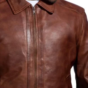 John Wick Brown Leather Jacket Collar