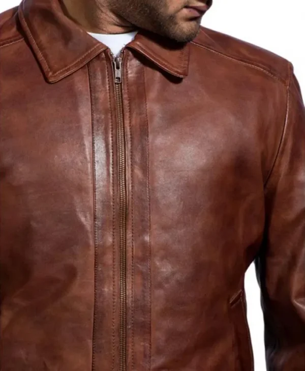 John Wick Brown Leather Jacket Collar