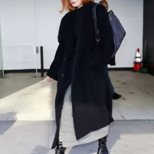 Kelly Reilly Wool Black Coat