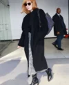 Kelly Reilly Wool Black Coat Front