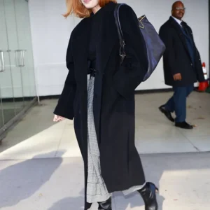 Kelly Reilly Wool Black Coat Front