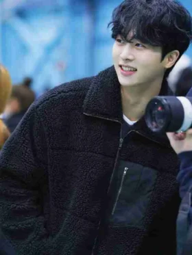Kim Mu Jun Love All Play Shearling Black Jacket