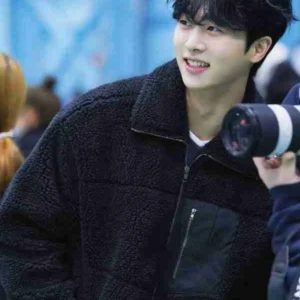 Kim Mu Jun Love All Play Shearling Black Jacket
