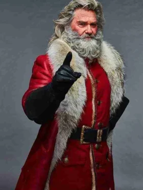 Kurt Russell The Christmas Chronicles Red Shearling Coat
