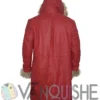 Kurt Russell The Christmas Chronicles Red Shearling Coat back with hood