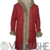 Kurt Russell The Christmas Chronicles Red Shearling Coat front