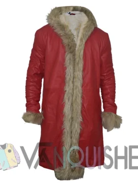 Kurt Russell The Christmas Chronicles Red Shearling Coat front