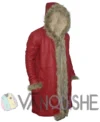 Kurt Russell The Christmas Chronicles Red Shearling Coat right