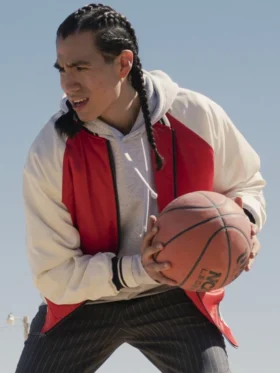 Kusem Goodwind Rez Ball White And Red Bomber Jacket