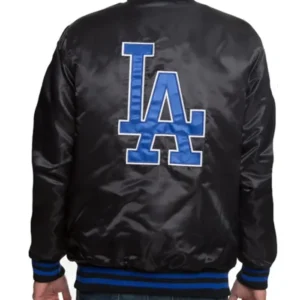 LA Dodgers Black Blue Patches Jacket Back