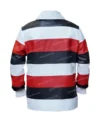 LV Red Leather Intarsia Rugby Polo Jacket Back