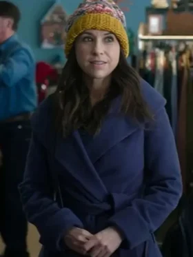 Lacey Chabert Hot Frosty Blue Wool Coat