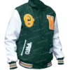 Leather Off White Green Varsity Jacket Left