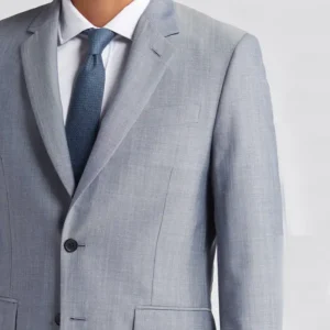 Light Blue Mens Casual Two Piece Suit Collar