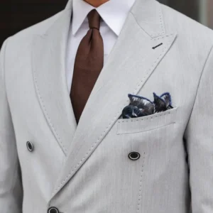 Light Grey Mens Tailored Slim Fit Suit Collar