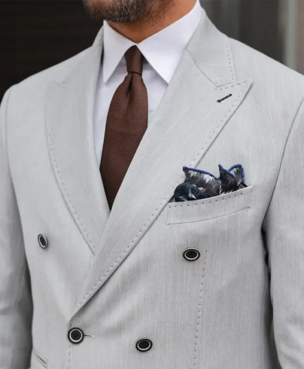 Light Grey Mens Tailored Slim Fit Suit Collar