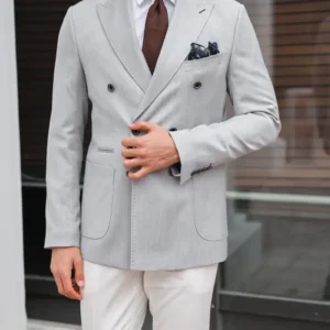 Light Grey Mens Tailored Slim Fit Suit Hands On