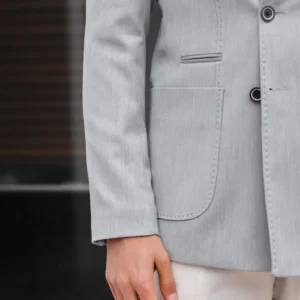 Light Grey Mens Tailored Slim Fit Suit Sleeves