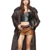 Lisa Paris Fashion Week Brown Leather Long Coat