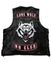 Lone Wolf Biker Leather Vest Back